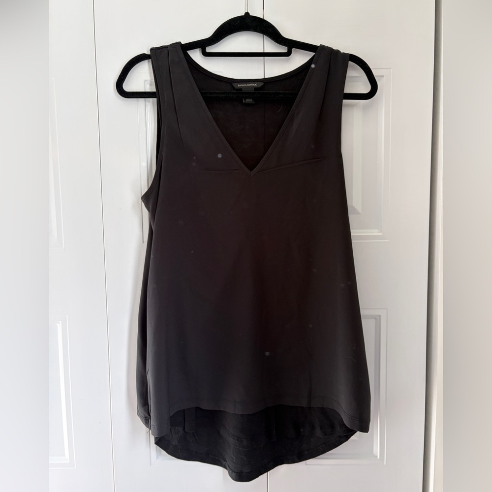 Banana Republic Black Mixed Media Layered Tank Top